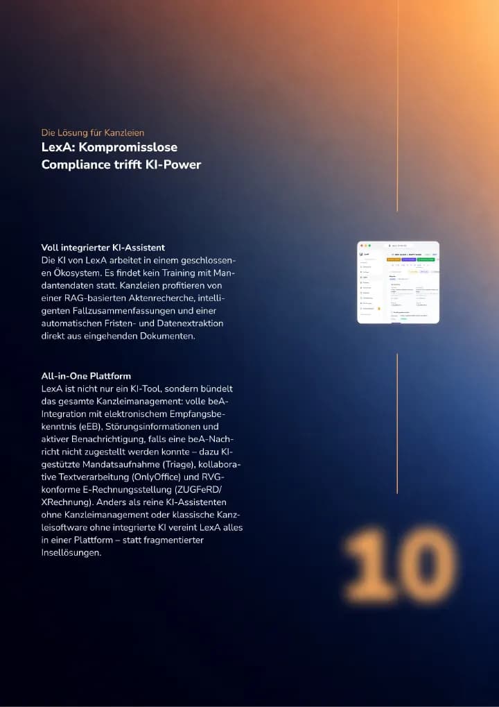 Seite 10 des Whitepapers: LexA: Voll integrierter KI-Assistent & All-in-One-Plattform