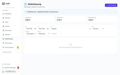 Zeiterfassung mit 56h, Kategorien und Abrechnungsstatus